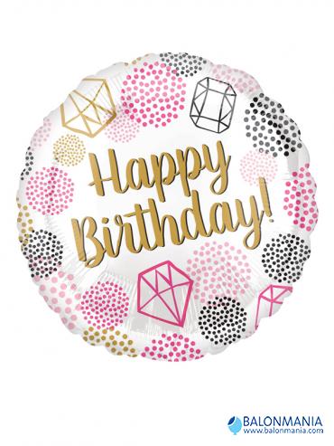 Balon "Sretan rođendan dragulji" folijski standard