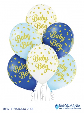 Baloni lateks "Baby Boy tačkice" 6 kom
