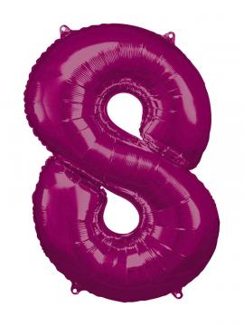 SuperShape Number 8 Pink Foil Balloon L34 Packaged 53cm x 83cm