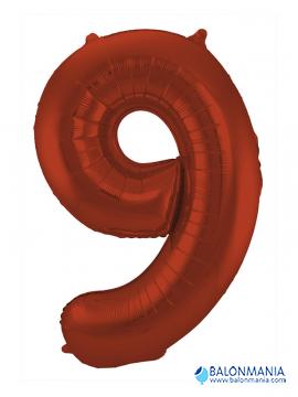 SuperShape Number 9 Red Foil Balloon L34 Packaged 63cm x 86c