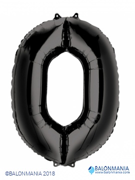 SuperShape Number 0 Black Foil Balloon L34 Packaged 63cm x 88cm