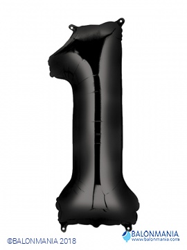 SuperShape Number 1 Black Foil Balloon L34 Packaged 33cm x 86cm