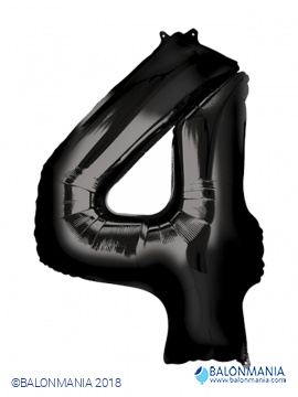 SuperShape Number 4 Black Foil Balloon L34 Packaged 55cm x 88cm