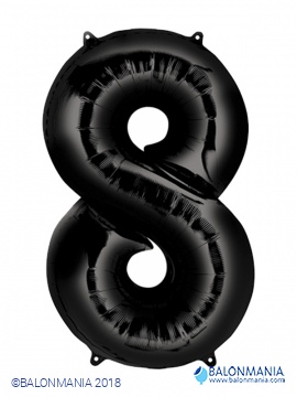 SuperShape Number 8 Black Foil Balloon L34 Packaged 55cm x 86cm