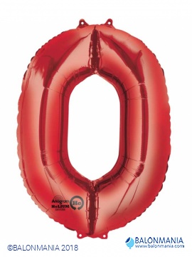 SuperShape Number 0 Red Foil Balloon L34 Packaged 66cm x 88c