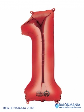 SuperShape Number 1 Red Foil Balloon L34 Packaged 33cm x 86c
