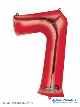 SuperShape Number 7 Red Foil Balloon L34 Packaged 58cm x 88c