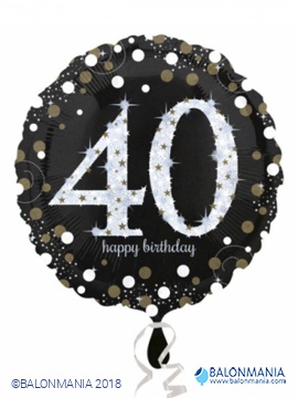 Standard Sparkling Birthday 40 Foil Balloon Round S55 Packaged 43 cm