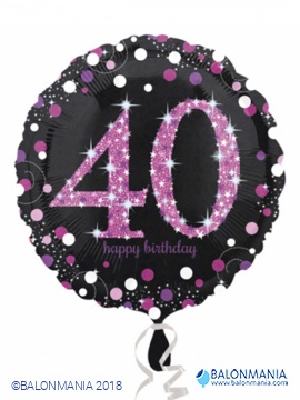 Standard Pink Celebration 40 Foil Balloon. round. S55. packed. 43 cm