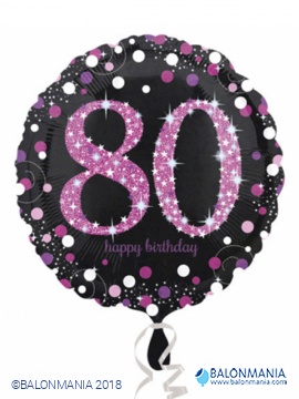 Standard pink Celebration 80 Foil Balloon. round. S55. packed. 43 cm