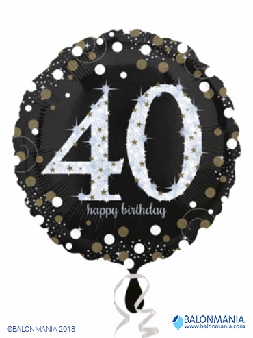 Standard Sparkling Birthday 40 Foil Balloon Round S55 Packaged 43 cm