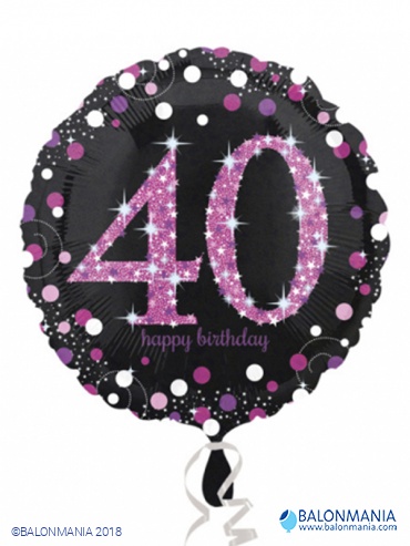 Standard Pink Celebration 40 Foil Balloon. round. S55. packed. 43 cm