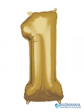 SuperShape Number 1 Gold Foil Balloon L34 Packaged 33cm x 86cm