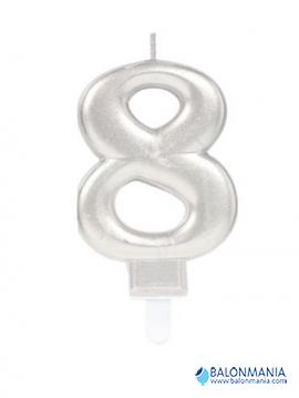 Rođendanska svjećica broj 8 SILVER