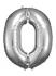 SuperShape Number 0 Silver Foil Balloon L34 Packaged 66cm x 88cm