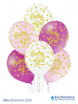 Balon lateks "Baby Girl tačkice" 6 kom