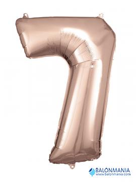 SuperShape Number 7 Rose Gold Foil Balloon L34 Packaged 58cm x 88cm