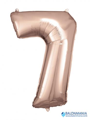 SuperShape Number 7 Rose Gold Foil Balloon L34 Packaged 58cm x 88cm