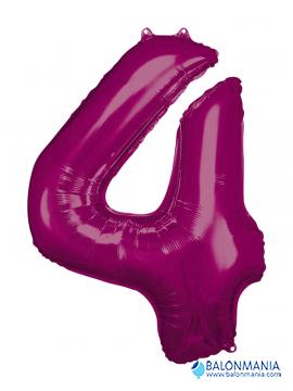 SuperShape Number 4 Pink Foil Balloon L34 Packaged 66cm x 88cm