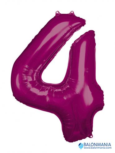 SuperShape Number 4 Pink Foil Balloon L34 Packaged 66cm x 88cm