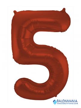 SuperShape Number 5 Red Foil Balloon L34 Packaged 58cm x 86c