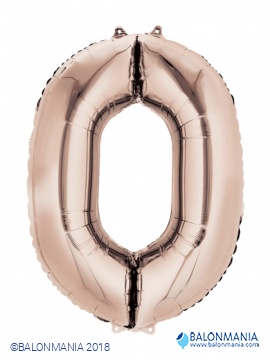 SuperShape Number 0 Rose Gold Foil Balloon L34 Packaged 66cm x 88cm