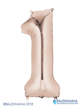SuperShape Number 1 Rose Gold Foil Balloon L34 Packaged 33cm x 86cm