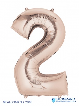 SuperShape Number 2 Rose Gold Foil Balloon L34 Packaged 50cm x 88cm