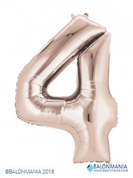 SuperShape Number 4 Rose Gold Foil Balloon L34 Packaged 66cm x 88cm