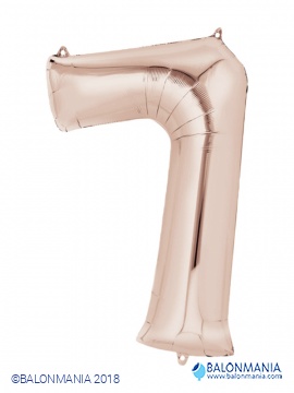 SuperShape Number 7 Rose Gold Foil Balloon L34 Packaged 58cm x 88cm