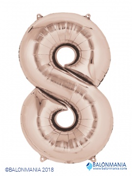 SuperShape Number 8 Rose Gold Foil Balloon L34 Packaged 53cm x 83cm