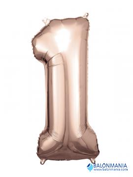 SuperShape Number 1 Rose Gold Foil Balloon L34 Packaged 33cm x 86cm