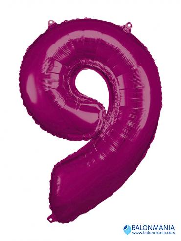 SuperShape Number 9 Pink Foil Balloon L34 Packaged 63cm x 86cm