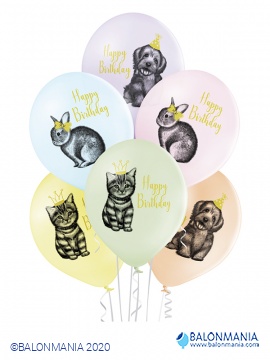 Balon Lateks "Birthday Pets" 6 kom