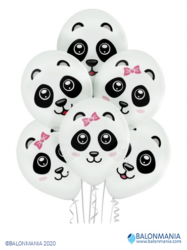 BRN Balon Lateks D11 Pandas 2C2S 6ct