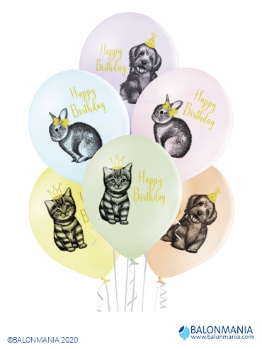 Balon Lateks "Birthday Pets" 6 kom