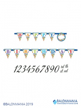 Happy Birthday s brojevima natpis papirnati