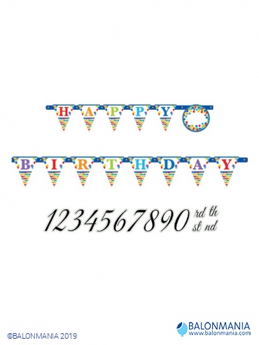 Happy Birthday s brojevima natpis papirnati