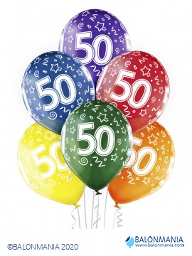 Balon lateks "50ti rođendan šareni" 6 kom