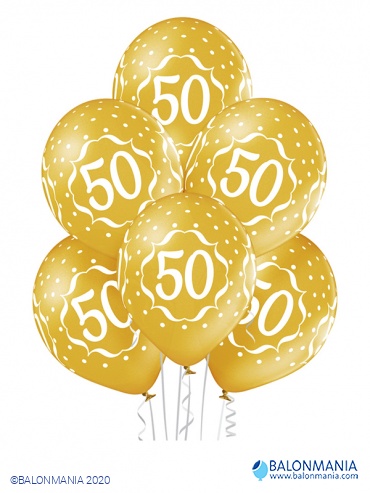 Balon lateks "zlatni 50ti rođendan " 6 kom