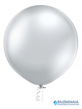 Srebrni balon GLOSSY lateks veliki 60cm