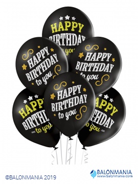 Balon lateks "Sretan rođendan crni"  6 kom