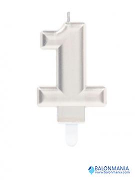 Rođendanska svjećica broj 1 SILVER