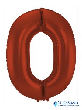 SuperShape Number 0 Red Foil Balloon L34 Packaged 66cm x 88c