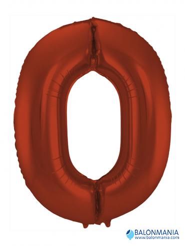 SuperShape Number 0 Red Foil Balloon L34 Packaged 66cm x 88c