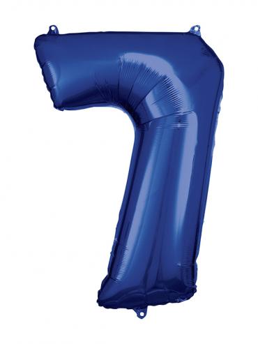 SuperShape Number 7 Blue Foil Balloon L34 Packaged 58cm x 88cm