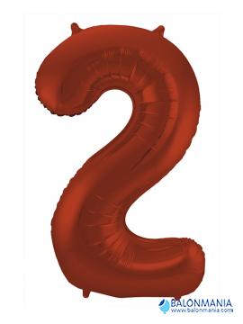 SuperShape Number 2 Red Foil Balloon L34 Packaged 50cm x 88c