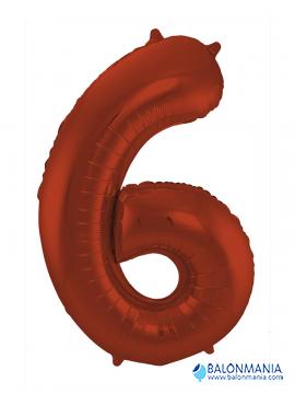 SuperShape Number 6 Red Foil Balloon L34 Packaged 55cm x 88c