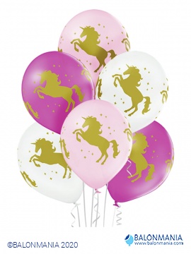 Unicorn rozi  baloni lateks 6 kom