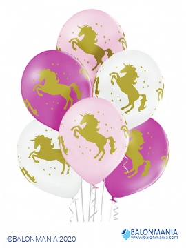 Unicorn rozi baloni lateks 6 kom
